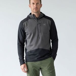 L.L.Bean Break Trail Fleece Hoodie - Men's Large - Black/Gray Colorblock